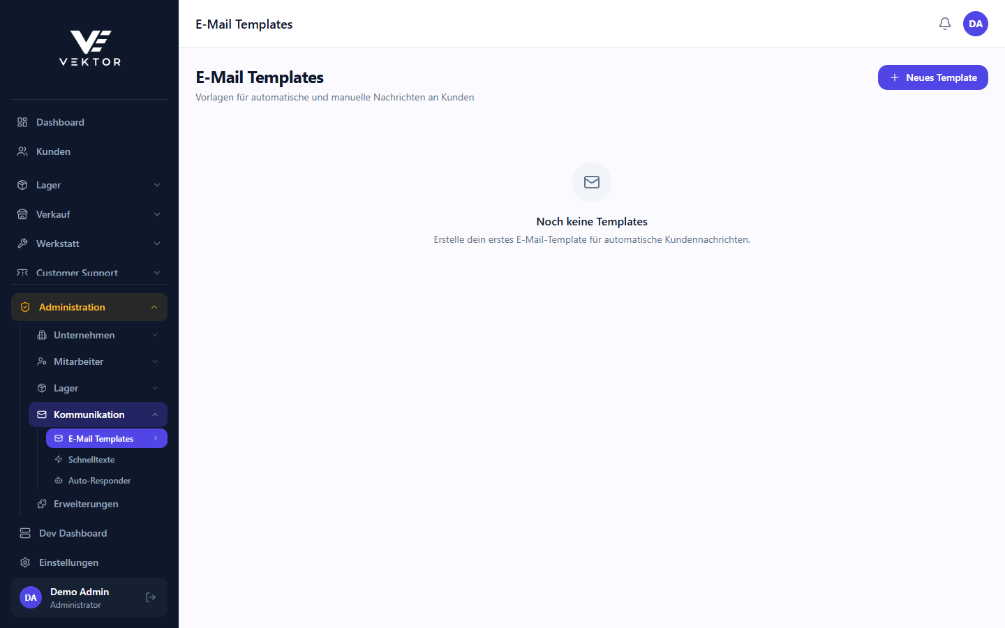 Template-Editor mit Platzhalter-Panel